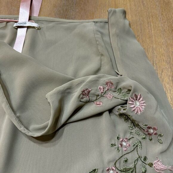 House of CB Lailah Embroidered Maxi Skirt‎ Low Rise Lightweight Georgette Large - Picture 14 of 15